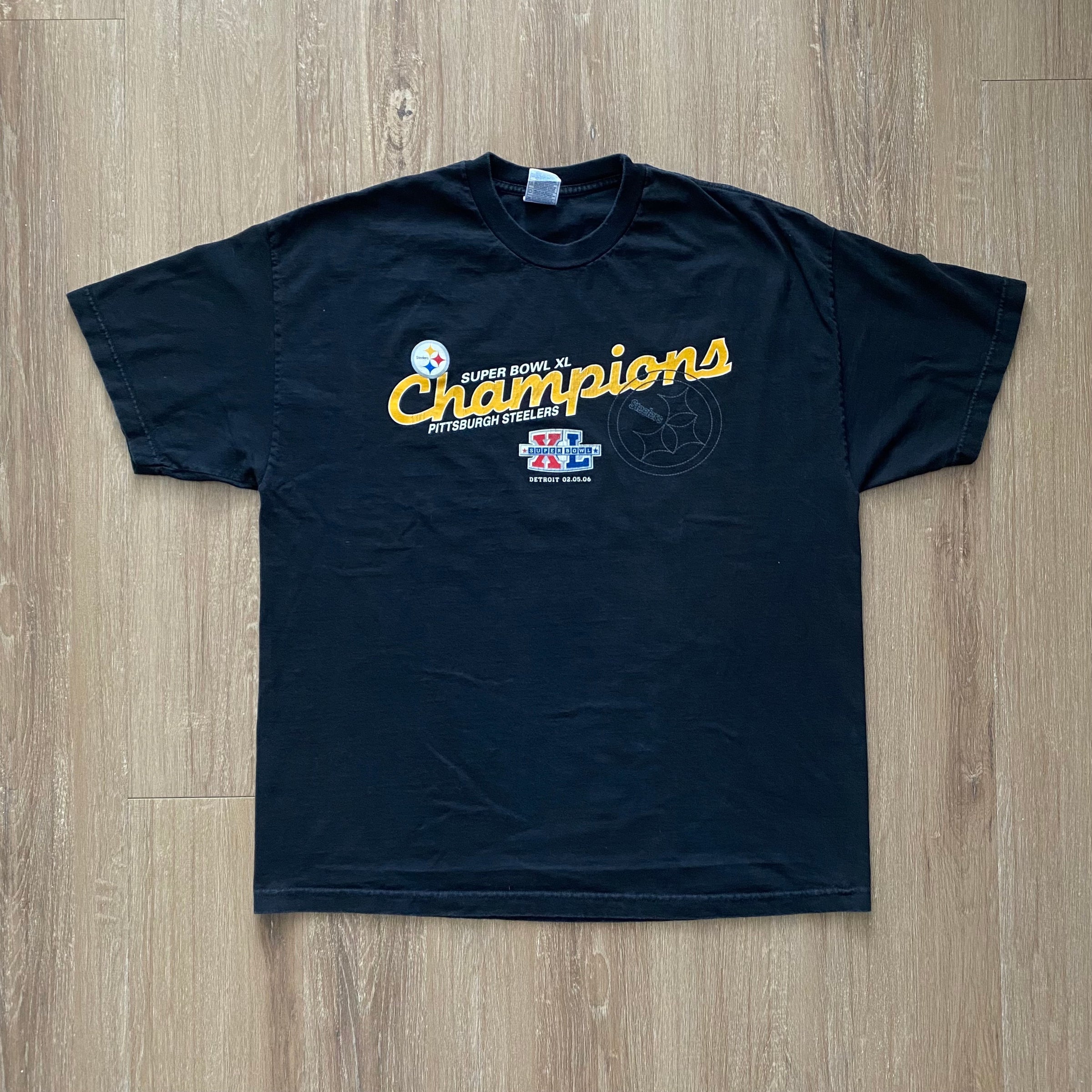 PITTSBURGH STEELERS SUPER BOWL XL CHAMPIONS VINTAGE T-SHIRT MEDIUM